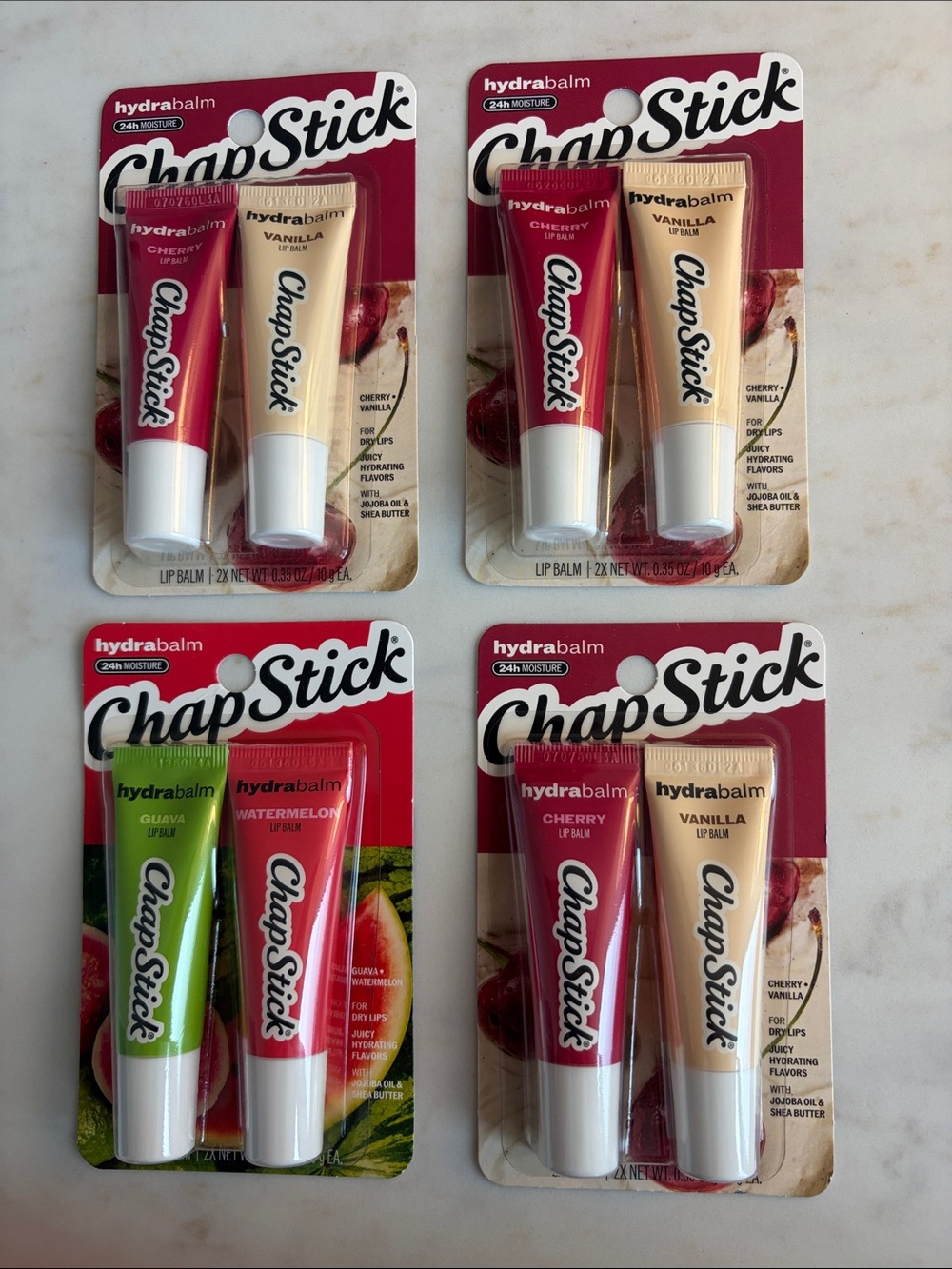ChapStick Hydrabalm Lip Balm: Bundle of 4 (Cherry, Vanilla, Guava, Watermelon)